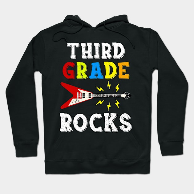 Third Grade Rocks Teacher Student Kid Back To School Hoodie by hardyhtud